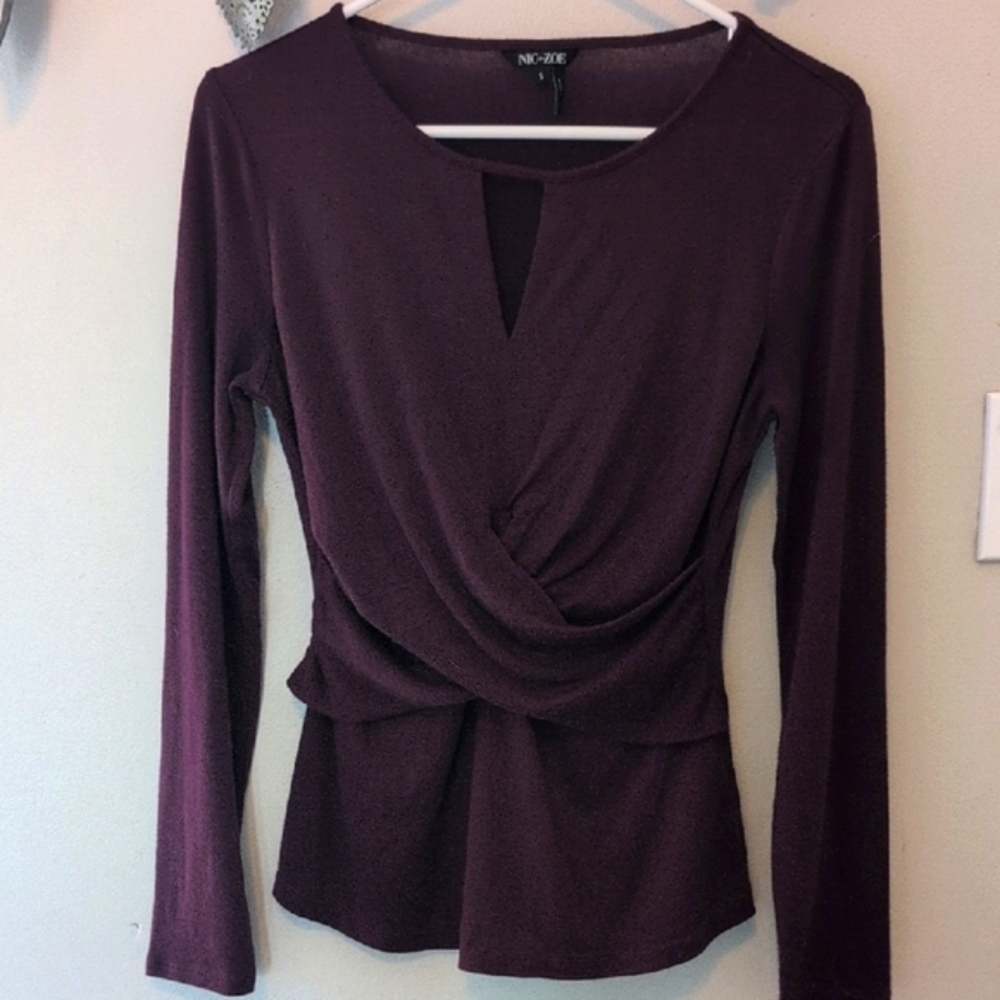 NIC+ZOE Women's Deep Purple Draped Blouse